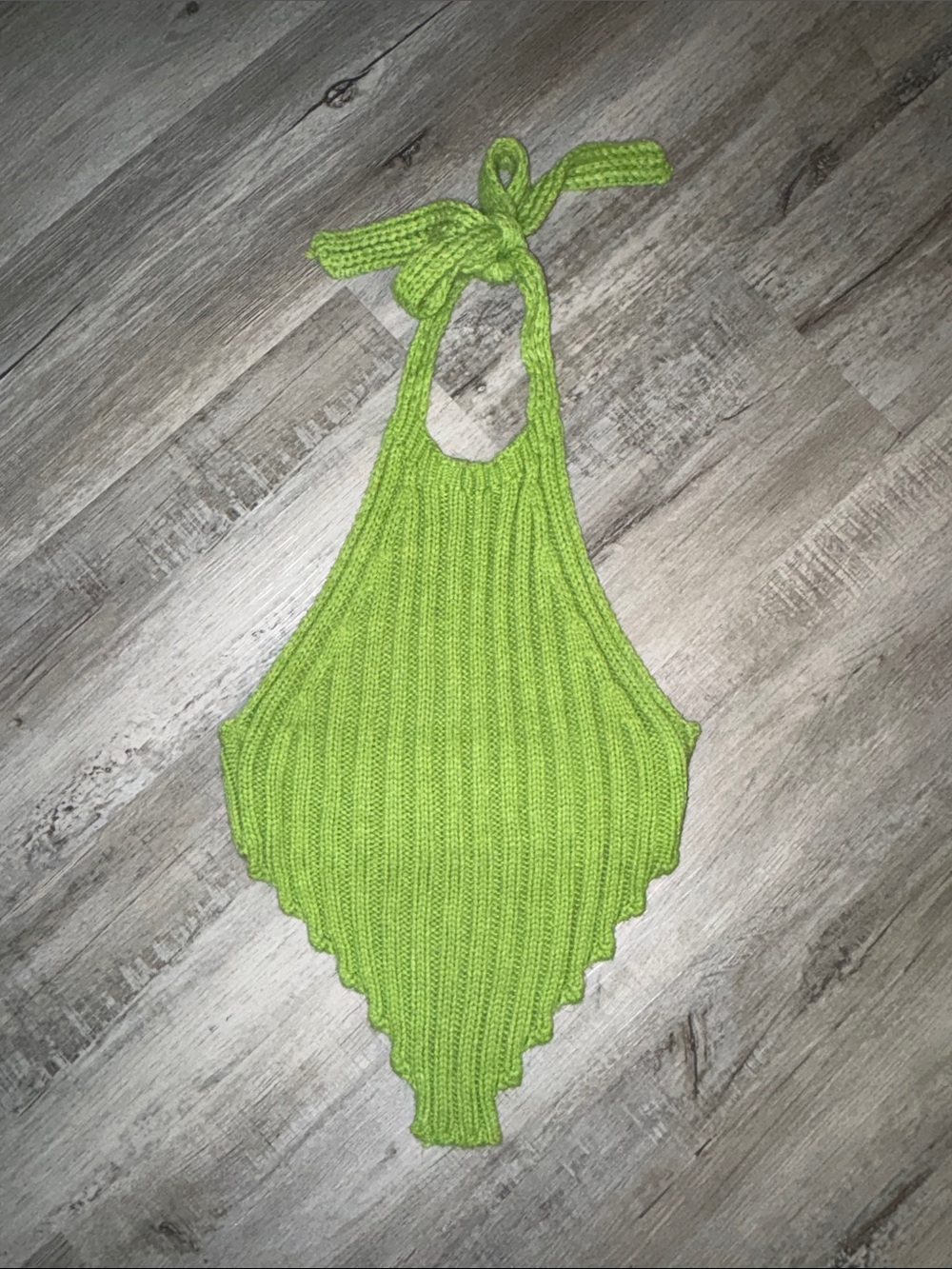 Fashion Nova Lime Green Knit Halter Crop Top